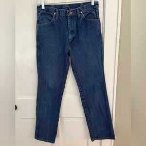 WRANGLERS Denim Straight Leg Blue Jeans Men's SIZE 33x32 Rugged Cowboy Outdoor